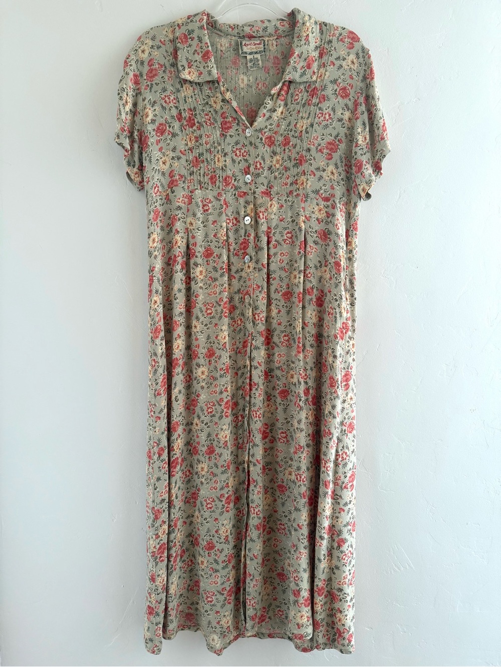 APRIL CORNELL Vintage Romantic cottagecore ditsy floral Button-Up Midi Dress